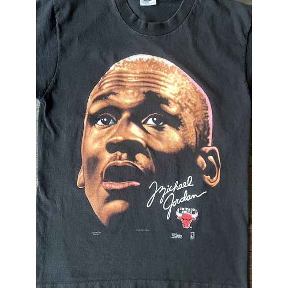 Men’s Vintage 90s Salem Big Face Michael Jordan Grail Anvil Black T-shirt L - Picture 3 of 7